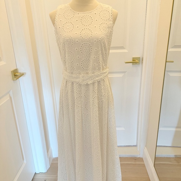 MANGO WHITE EYELET DRESS LARGE - Picture 2 of 9